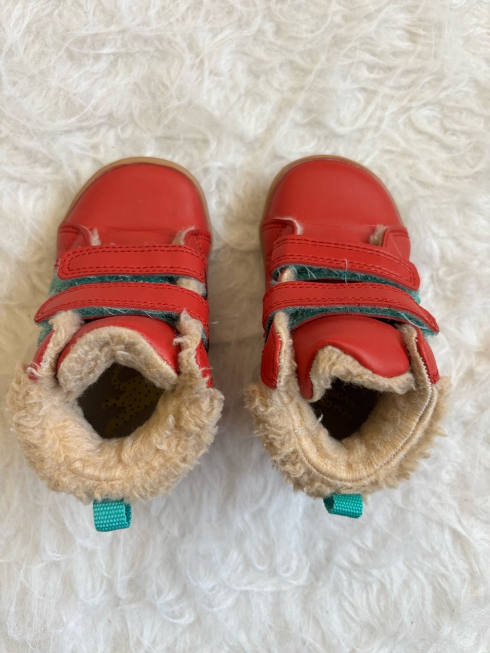 Ten Little Toddler Cozy Red Faux-Fur Lined Velcro Boots - Picture 2 of 5